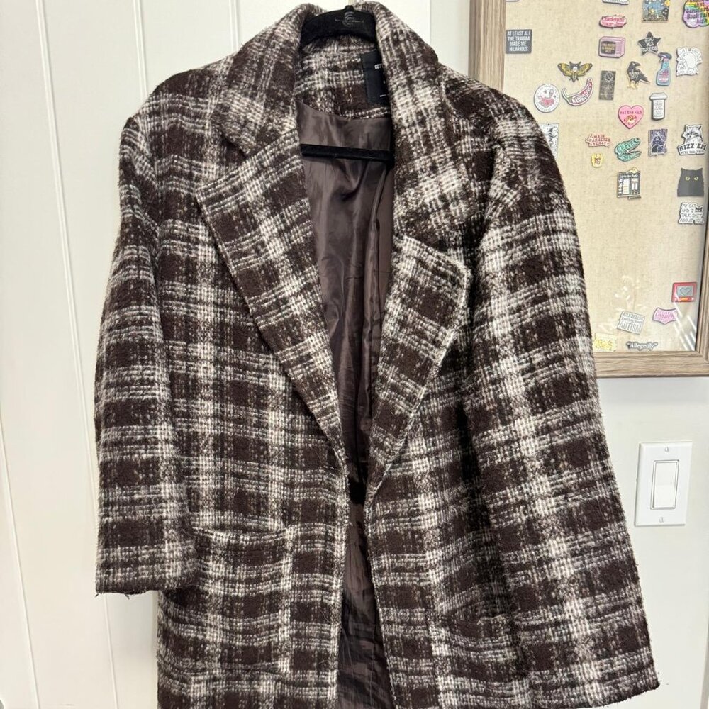 Long Plaid Jacket - Size Small